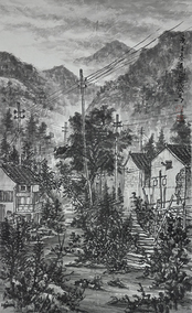 朱正发作品《溪口写生作品5》 规格：90×60cm